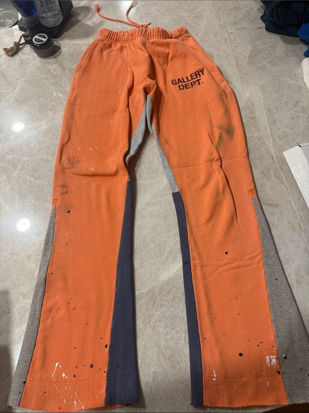 Gallery Dept Orange and Gray Paint-Split Sweatpants